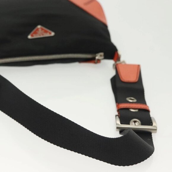 PRADA Shoulder Bag Nylon Leather Black Silver Auth 137443 - Picture 9 of 16